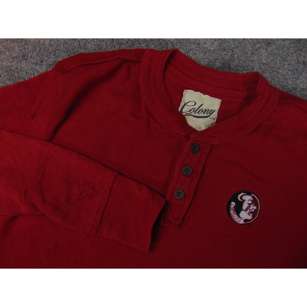 Florida State Henley Mens XL Colony Red Solid Waffle Knit FSU Seminoles NCAA